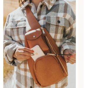 Poppy & Peonies Tan Crossbody Bag